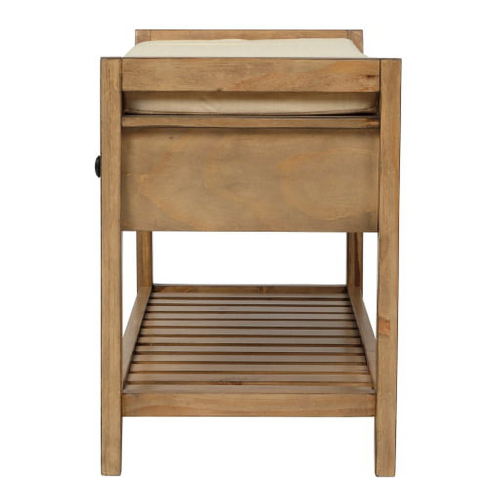 Harper & Bright Designs Shoe Rack with Cushioned Seat and Drawers, Multipurpose Entryway Storage Bench, Old Pine