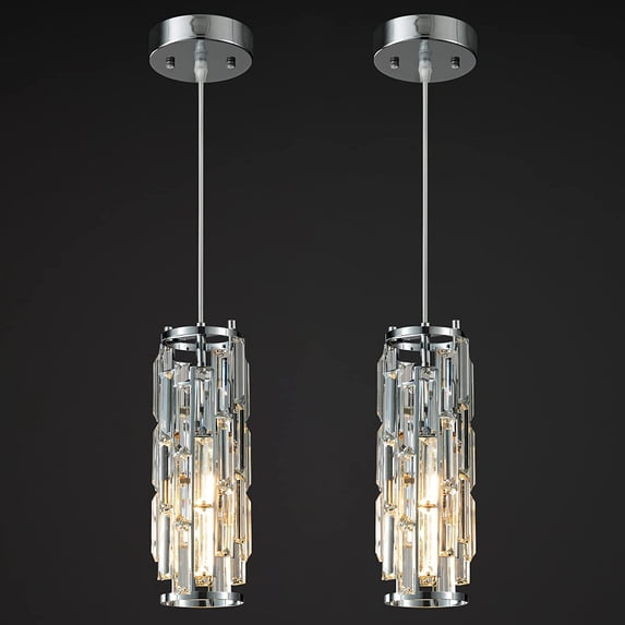 ZXNYH 3 Light Chrome Pendant Lighting Modern Pendant Light, Mini Crystal Chandeliers,Adjustable Pendant Light Fixture for Kitchen Island Dinning Room Bedroom (Chrome 3-Light)