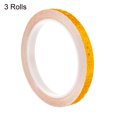 thumbnail image 3 of Uxcell Reflective Tape, 3 Roll 26 ft x 0.4-inch Adhesive High Visibility Safety Tape Reflector, Dark Yellow, 3 of 6