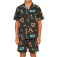 thumbnail image 2 of Maui and Sons Boys Cabana Set, Roots Woven Shirt and Shorts, Black, Summer Vacation Outfit, 2 of 4