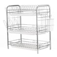 thumbnail image 2 of 3-Tier Rustproof Dish Drying Rack Carbon Steel Dish Rack Multifunctional Organizer Dish Drainer with Drainboard Hooks Utensil Holder, 2 of 8