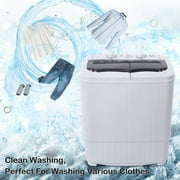 Compact Portable Washing Machine,Mini Compact Twin Tub with Built-in Drain Pump Washer 14.3Lbs Semi-automatic Spinner