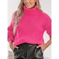thumbnail image 4 of CUPSHE Women's Classic Cozy Hot Pink Turtleneck Oversized Sweater,Sizes XS-XL, 4 of 7