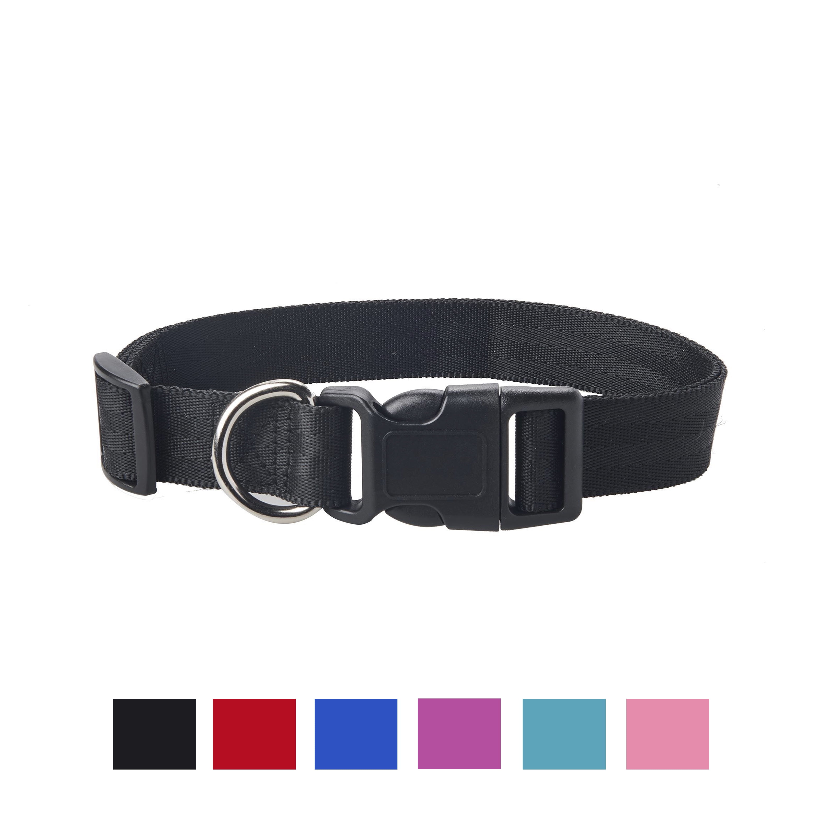 (3 pack) Vibrant Life Reflective Polyester Adjustable Dog Collar, Black, Large