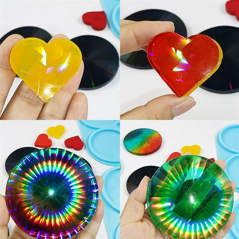 Holographic Light and Shadow Cup Pad Mat Crystal Epoxy Resin Mold Heart Silicone  Mould