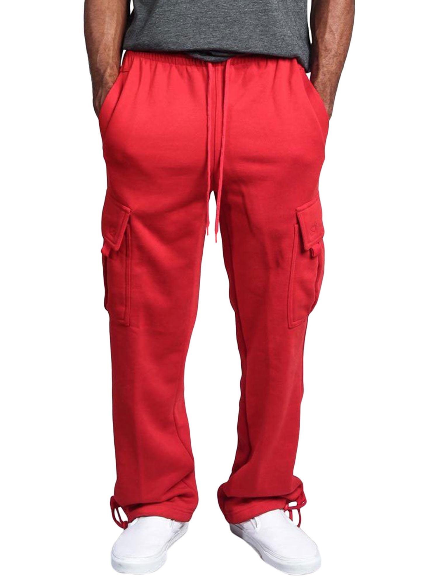 Calsunbaby Men Casual Pants Fleece Heavyweight Cargo Sweatpants Leisure