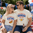 thumbnail image 3 of Pregnancy Announcement Matching Couple Comfort Colors Shirts, Eating For Two Drinking For Two Tee Set, 4th Of July BBQ Gift For New Parents, 3 of 7