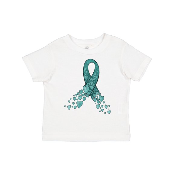 Inktastic Ovarian Cancer Awareness Teal Ribbon Made of Hearts Boys or Girls Toddler T-Shirt