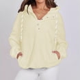 thumbnail image 2 of Ashirexll Womens Hoodies, Oversized Hoodies for Women, Womens Fuzzy Fleece Hoodie Oversized Hooded Sweatshirts Button Sweater Pullover with Pocket, 2 of 5