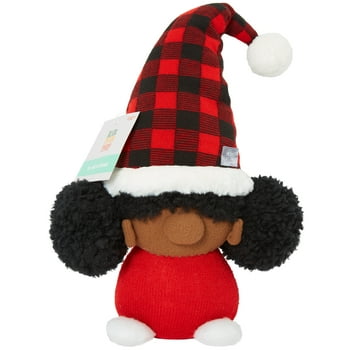 Black Paper Party op Decor, Girl Plaid Hat Gnome, 16 inches