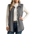 thumbnail image 2 of Idoravan Womens Vest Button Up Women'S Fashion Solid Color Sleeveless Casual Lapel Button Down Corduroy Sleeveless Tops, 2 of 9