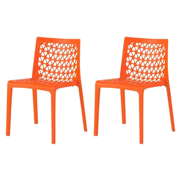 Strata Furniture Milan Weatherproof Polypropylene Chair in Orange (Set of 2)