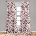 thumbnail image 2 of Skull Window Curtains, Skeleton Head with Roses on Letter for Lover Italic Writing Background, Lightweight Decor 2-Panel Set with Rod Pocket, Pair of - 28"x63", Eggshell Pink and Plum, by Ambesonne, 2 of 3