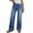 Blue, variant on Women's Elastic Waist Straight Leg Jeans, High Waist Pull-On Denim Pants with Pockets, Women's Blue, Sizes S-2XL