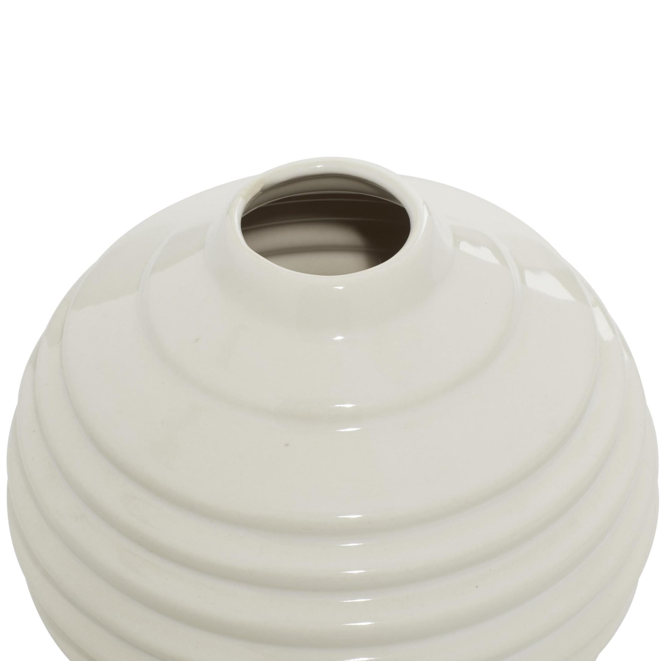 DecMode 6"W, 6"H White Ceramic Vase with Varying Patterns, Set of 3