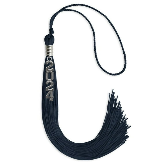 Endea Graduation Navy Blue Graduation Tassel with Silver Stacked Date Drop