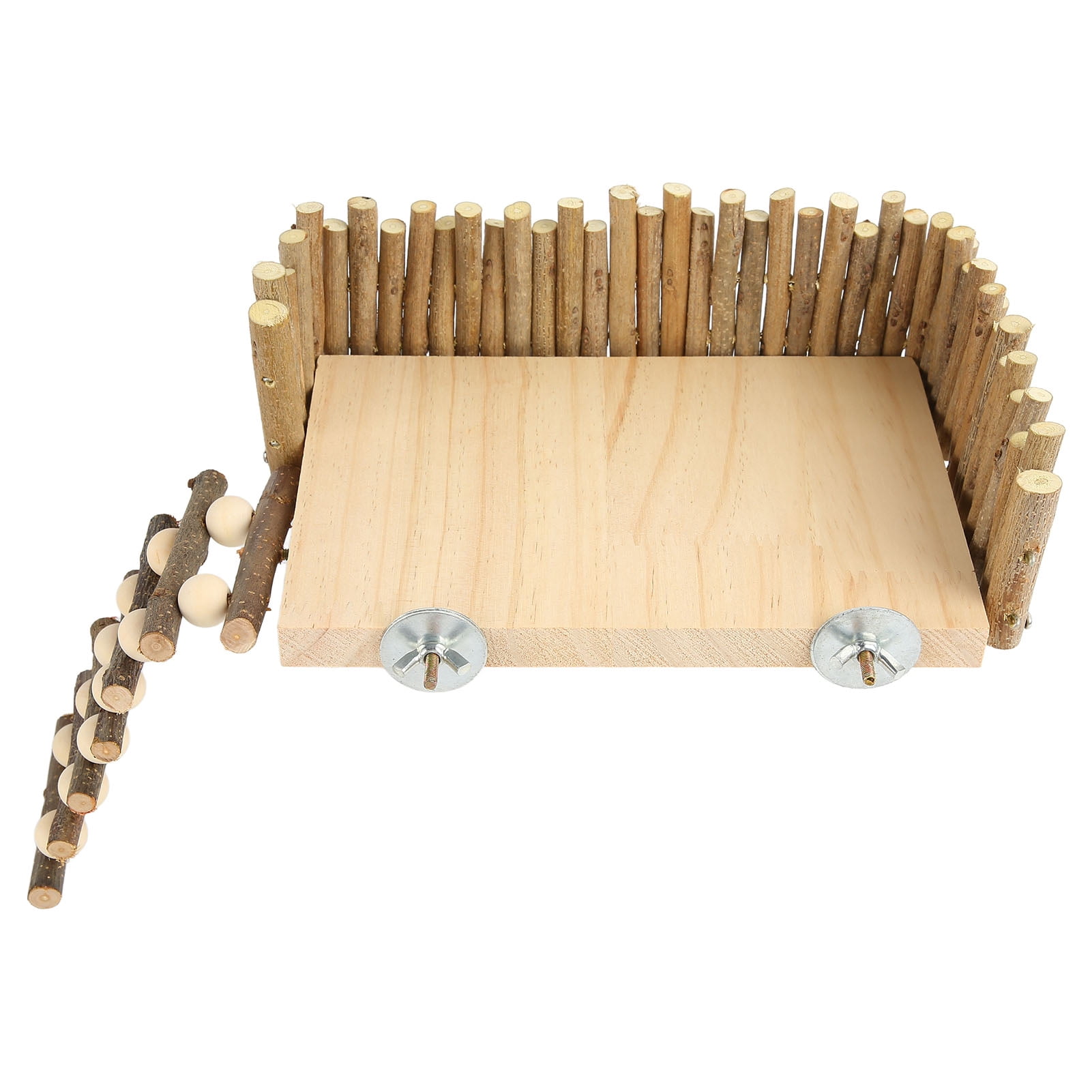 Yajisi Hamster Climbing Platform Wooden Chewing Toy Small Pet Activity Playground with Fence for Sugar Glider Golden Bear Screw Type, 9.45 inches / 24 cm