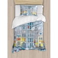 thumbnail image 3 of Christmas Duvet Cover Set King Size, Noel Time at Amsterdam Canal with Historical Famous Buildings North Europe Design, Decorative 3 Piece Bedding Set with 2 Pillow Shams, Multicolor, by Ambesonne, 3 of 3