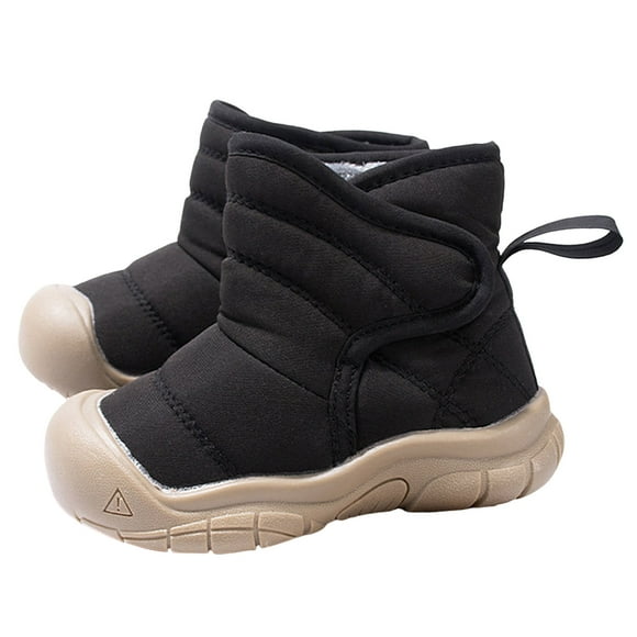 Wxirdiow Kids Toddler Snow Boots Winter Splash Fabric Children Boots With Fasteners Casual Thick Sole Fleece Lined Insulated Boots For Toddlers Black Size,9-12 Months
