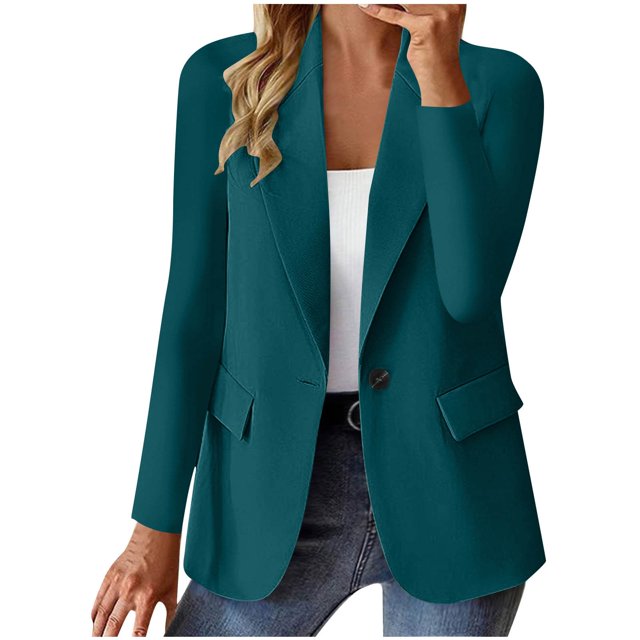 ManxiVoo Professional Womens Blazer Cardigan Open Front Lightweight Office Wear Versatile Spring Layering Piece XXXL Size Blue