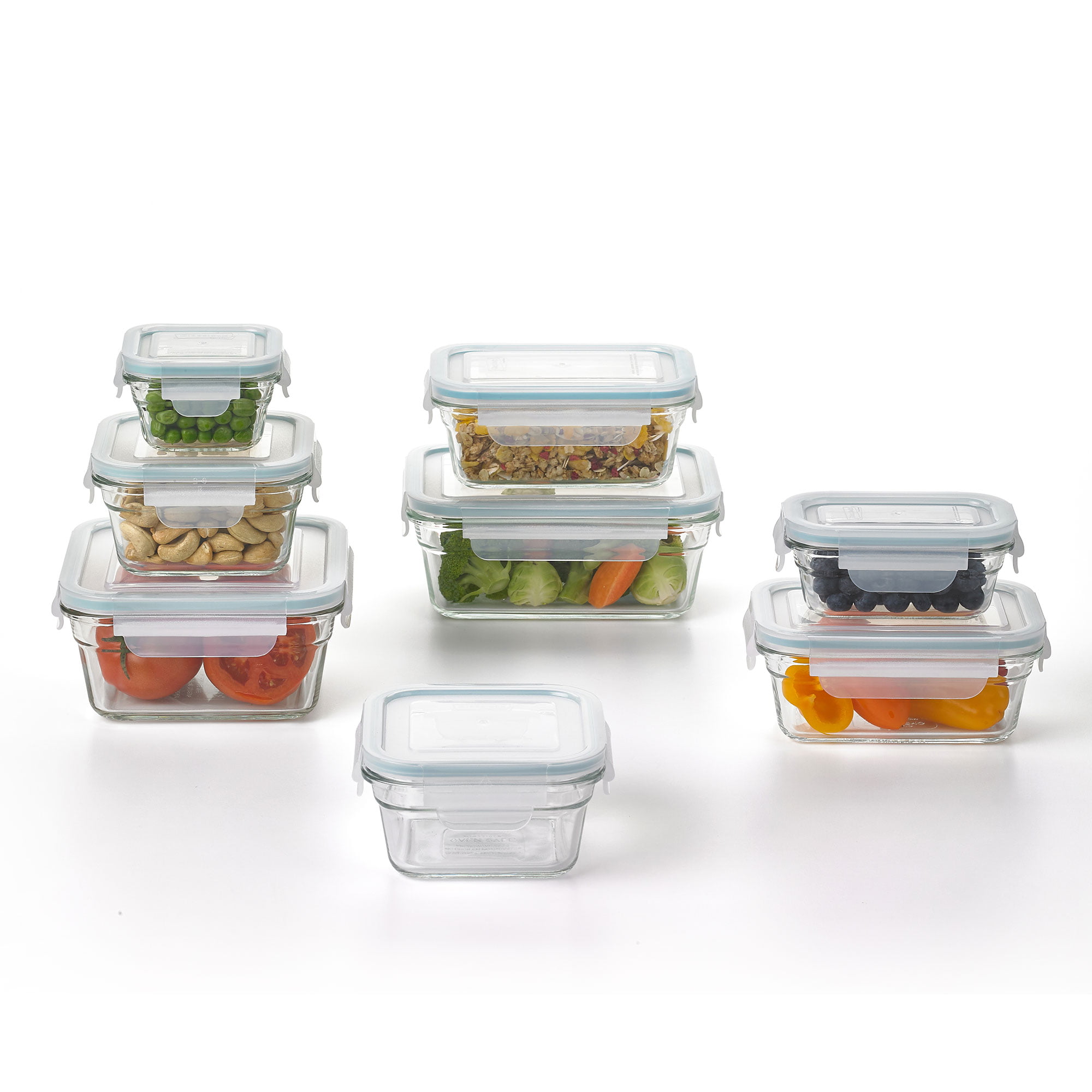 Glasslock Food-Storage Container with Locking Lids Microwave Safe 6pcs Set  Square 17oz/490ml