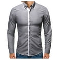 thumbnail image 1 of Men‘s Spring Color Matching Turndown Collar Long Sleeve Casual Shirts Blouse, 1 of 5