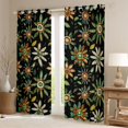 thumbnail image 2 of Homewish Green Boho Botanical Blackout Curtains Set of 2 (52x84 Each), Hippie Mandala Flower Floral Window Curtains, Southwestern Style Curtains and Drapes, Curtains and Drapes Decor, 2 of 6