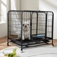 thumbnail image 3 of Flylapdo Kennel for Large Dogs Giant Dog Cage Dog Crates for Large Dogs with Wheels and Removable Tray Metal Dog Kennels for Outdoor and Indoor Black consistent, 3 of 8