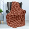 thumbnail image 4 of Snowflake Soft Flannel Fleece Blanket, Geometric Composition with Herringbone Zigzag Pattern Bicolor Motifs Illustration, Cozy Plush for Indoor and Outdoor Use, 50" x 70", Ruby Beige, by Ambesonne, 4 of 5