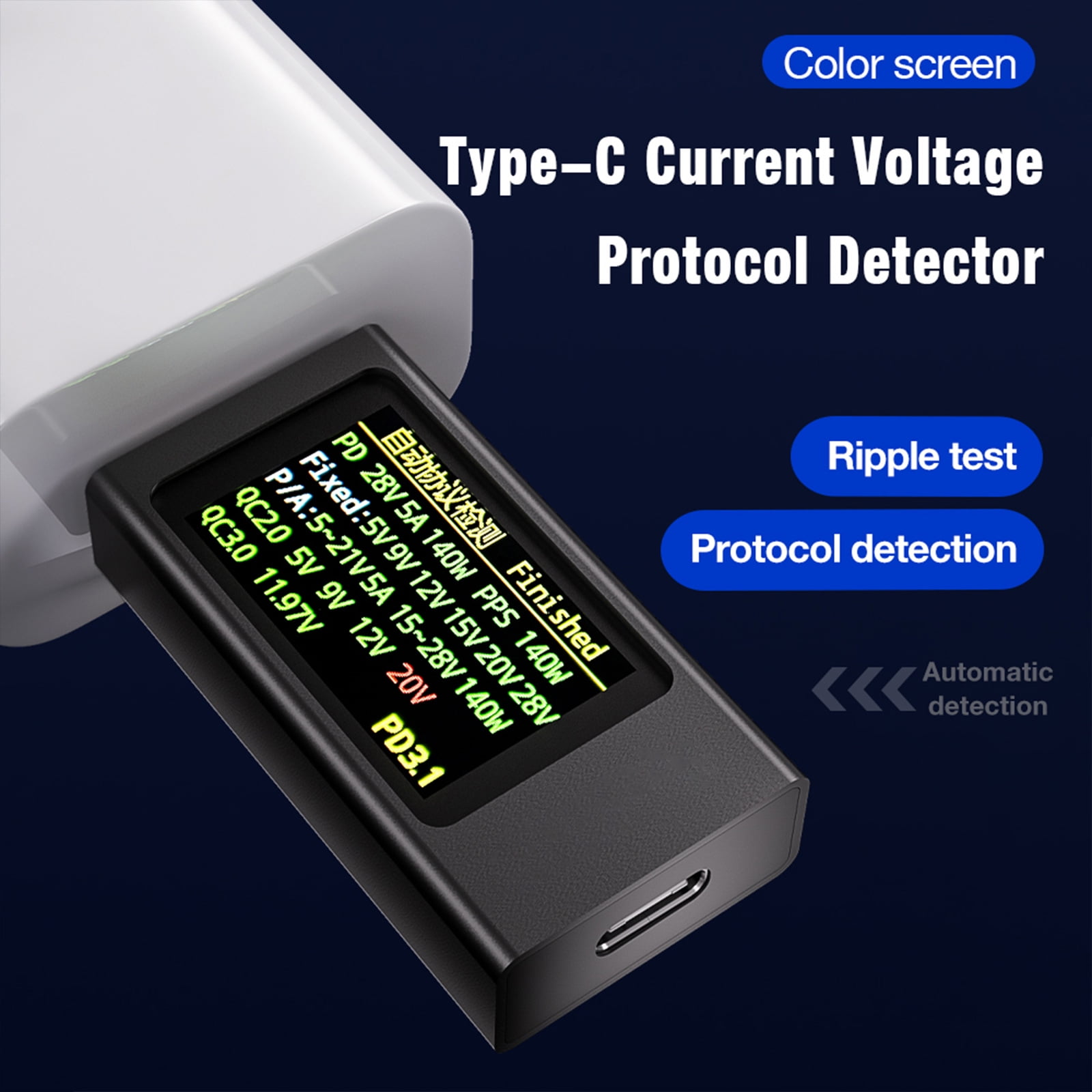 Portable USB C Protocols Analyzers Voltages Current Tester Real Time Monitoring Aluminum Digital Ammeter Voltmeter