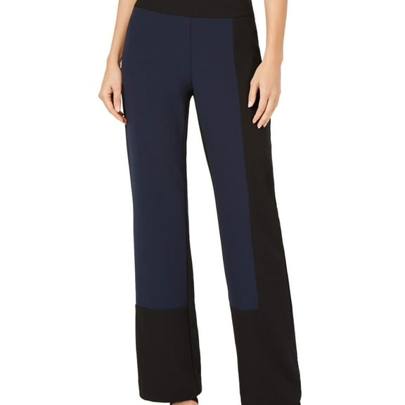 I.N.C Womens Colorblocked Casual Wide Leg Pants, Blue, 12