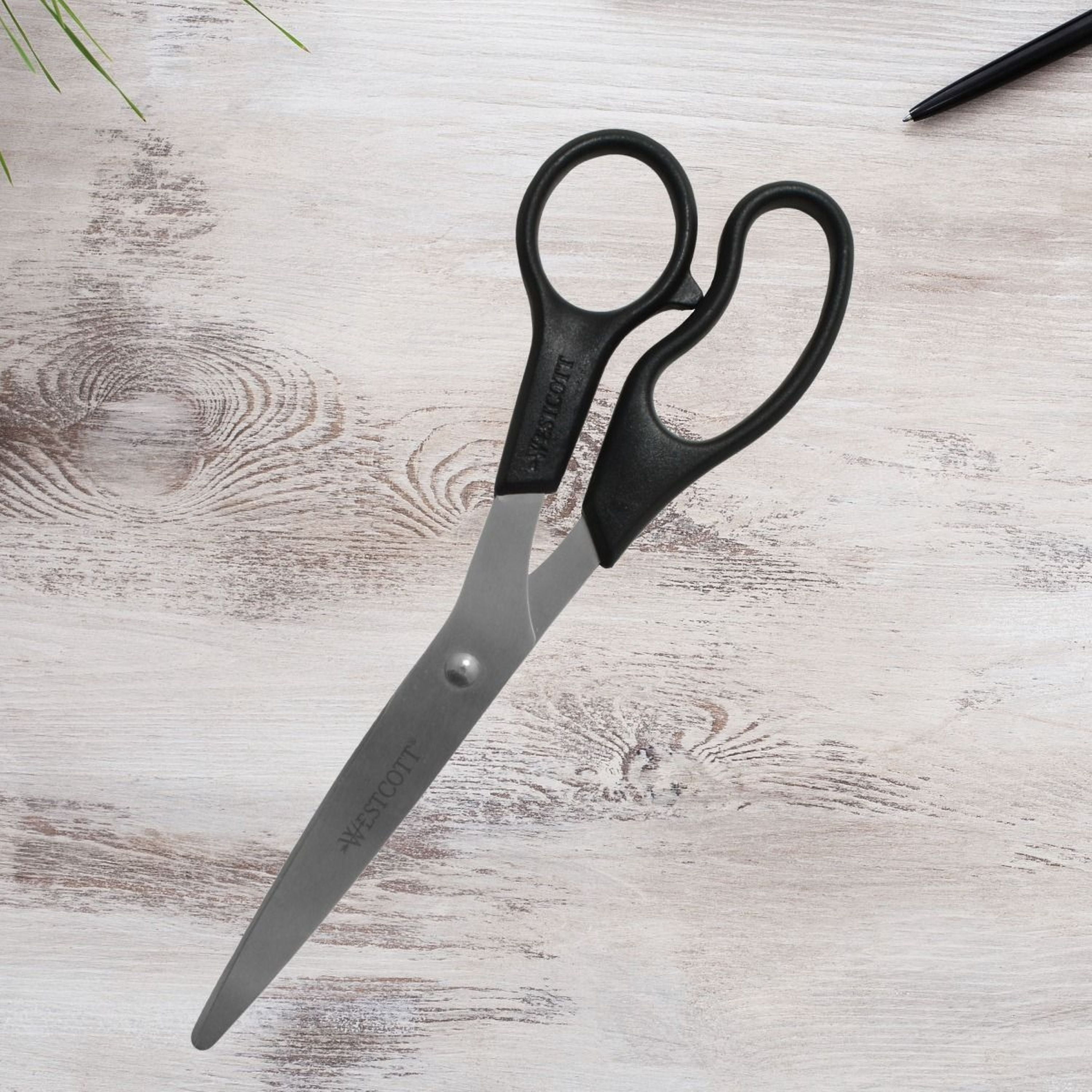 (3 pack) Westcott Kleen Earth 8" Straight Recycled Stainless Steel Scissors, Black, 3 Pack, for High School