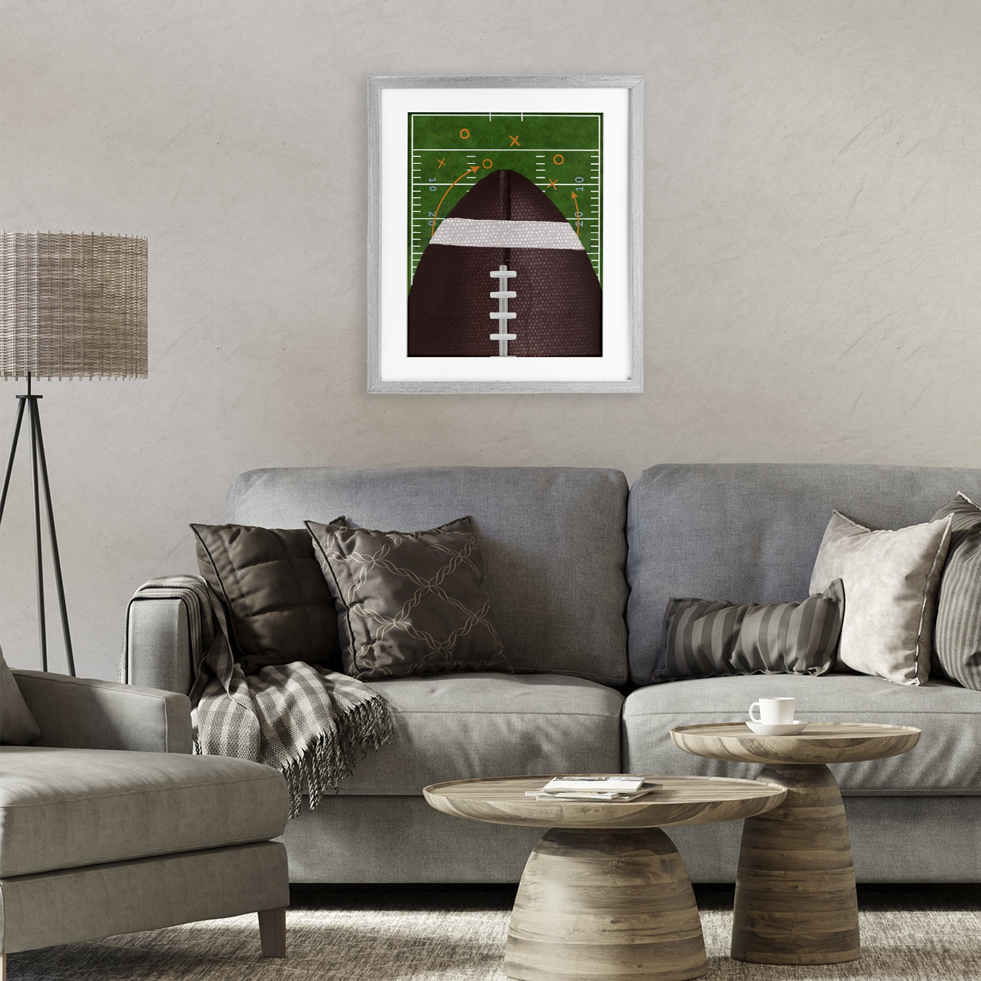 Stupell Industries Football Field Tactics Gray Framed Print Under Glass, design by Jennifer Stith