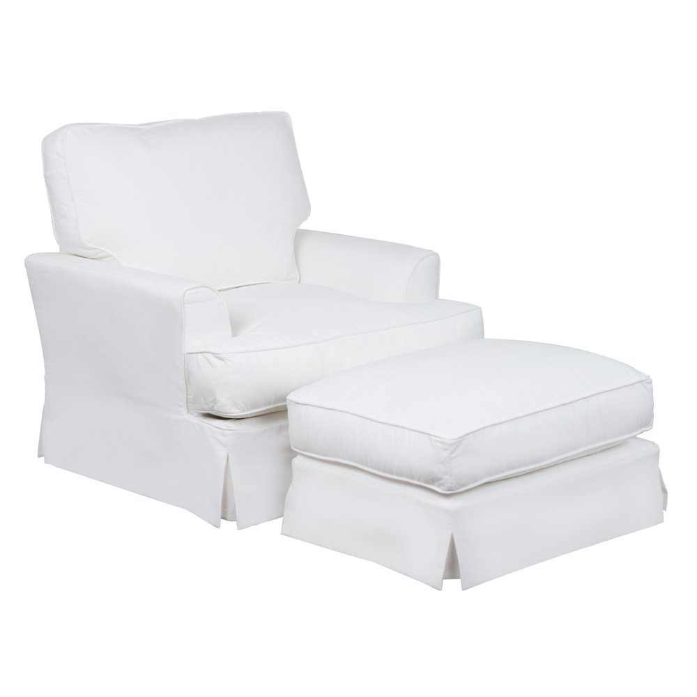 Sunset Trading Ariana Slipcovered Chair with Ottoman Performance