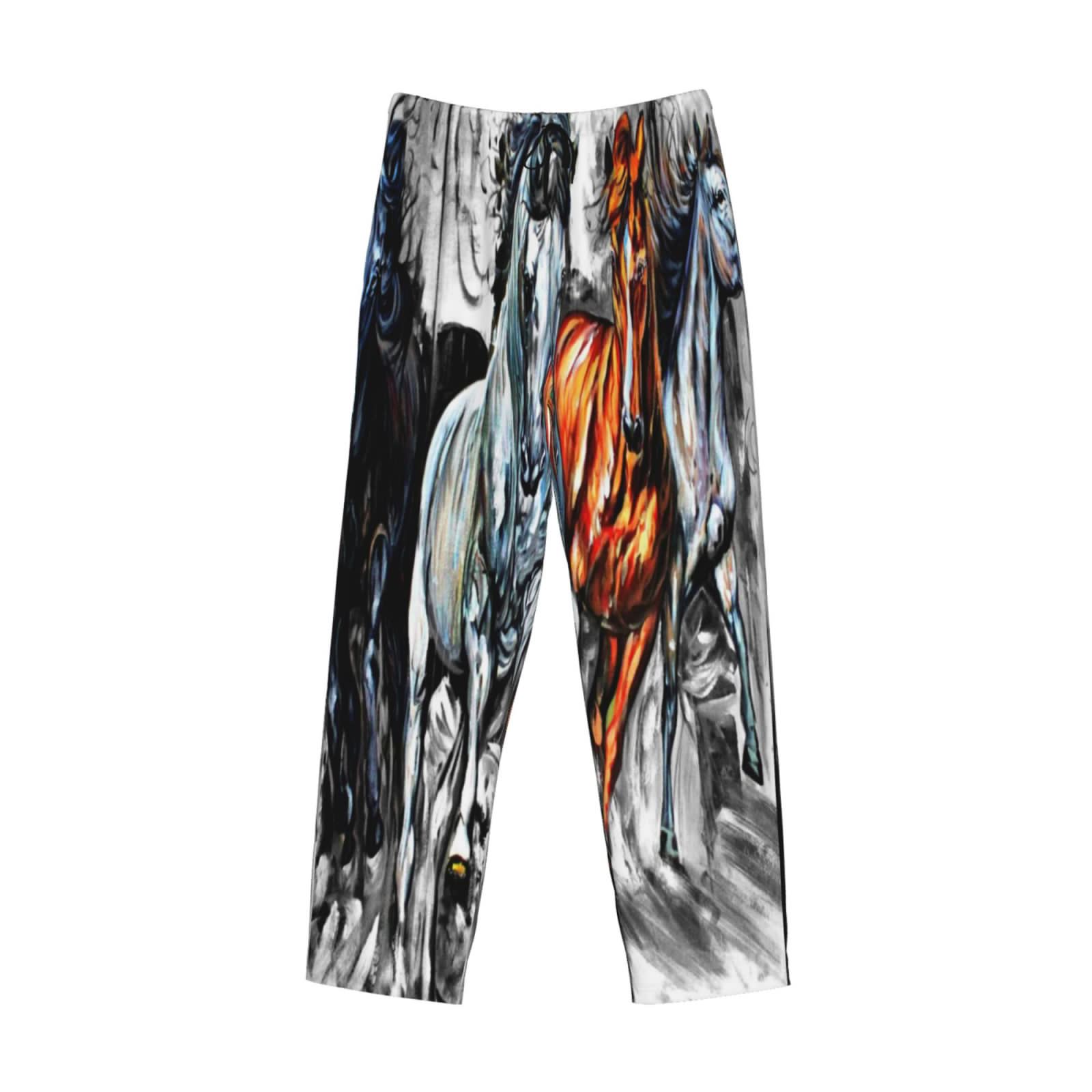 thumbnail image 4 of Xecao Four Running Horses Men's Straight Lounge Pajama Pants: The Ultimate in Comfortable Sleepwear, 4 of 9