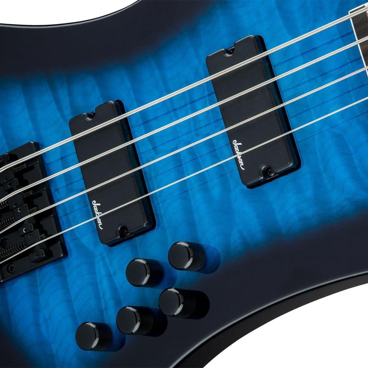 Jackson JS3Q Kelly Bird Bass Guitar (Transparent Blue Burst)