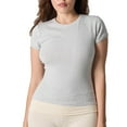 thumbnail image 2 of Hxlamzoo Women's Cotton Yoga T-Shirt Short Sleeve Round Neck High-Stretch Slim-Fit Activewear, 2 of 5