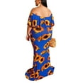 thumbnail image 2 of Women Night Dress Plus Size Vintage Ruffle Floral Printed Off Shoulder Bodycon Long Maxi Dress, 2 of 3