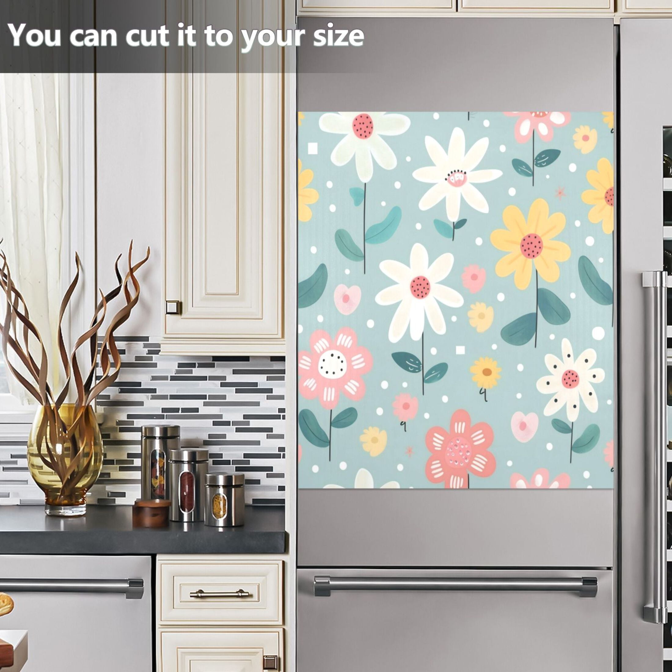 Dishwasher Magnetic Sticker 23x26 Inch Refrigerator Magnetic Sticker Washing Machine Magnetic Sticker Kitchen Panel Magnetic Sticker Home Decor Stick Figure Flower