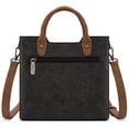thumbnail image 5 of Wrangler Womens Braided Tote Bag Western Style Suede Top Handle Handbag With Detachable Crossbody Strap, Black, 5 of 6