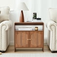 thumbnail image 6 of Wirrytor Farmhouse End Table with Charging Station and 2 Doors, Modern Side Table with Storage Shelf for Living Room Bedroom, Black Arc Door Nightstand, 6 of 8