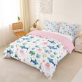 thumbnail image 3 of Castle Fairy Soft Watercolor Undersea Tile Bedding,Shark Turtle Jellyfish White Seamless Print Duvet Cover Full,Blue White,Pink Reversible,3pcs,No Comforter,1 Duvet Cover and 2 Pillowcases, 3 of 6
