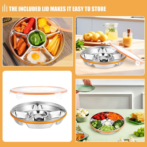 CIMAXIC Sealable Veggie Tray Stainless Steel Serving Tray For Party Platter 1Pcs