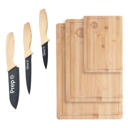 MasterChef 6 Piece Knife & Board Set  3 Kitchen Knives and 3 Cutting Boards