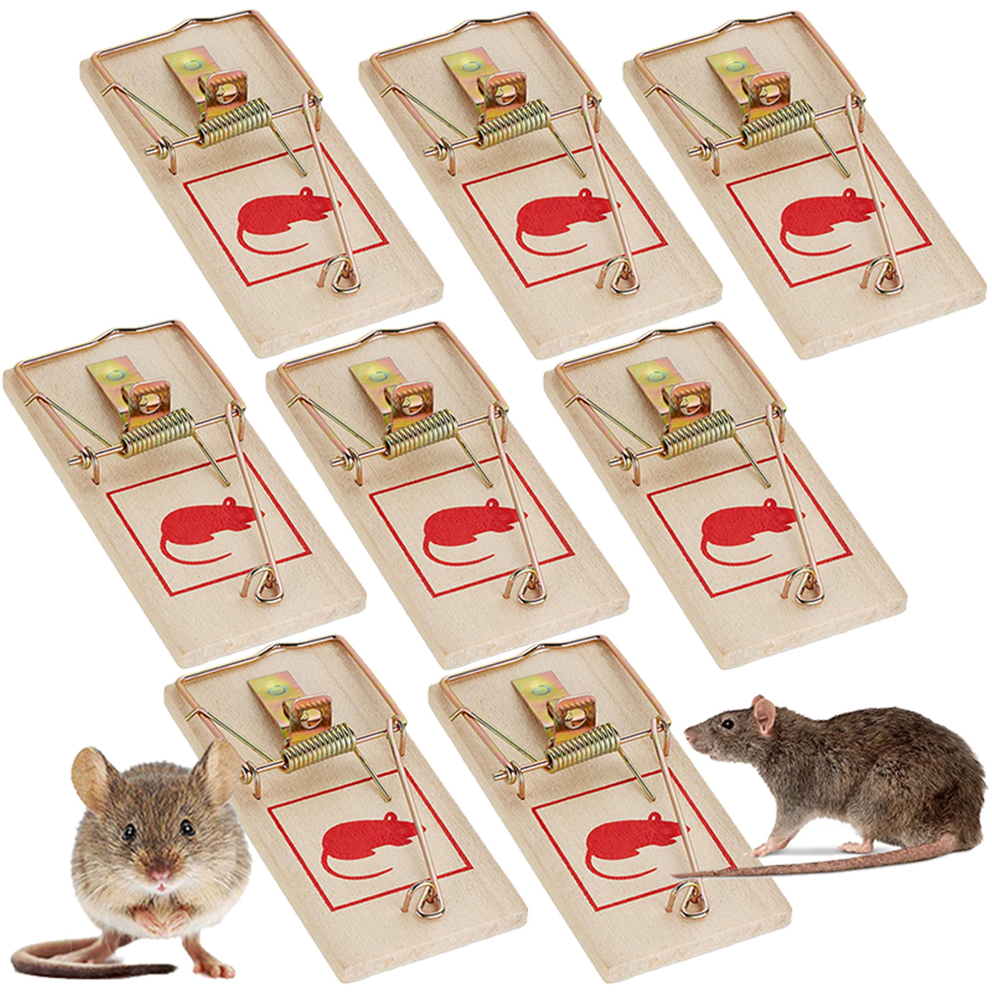 Elbourn Indoor Mouse Traps, Wooden Mousetraps Trap Killer Pest Control - 8  Pack 