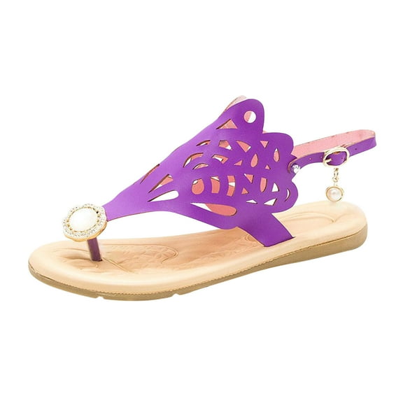 Clearance VerPetridure Daily Flip-Flops Leisure Beach Hollow Women's Sandals Summer Casual Flat Sandals