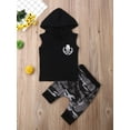thumbnail image 2 of Coduop Baby Boys Clothes Set Sleeveless Letter Print Hooded Tank Tops + Camouflage Harem Pants, 2 of 7