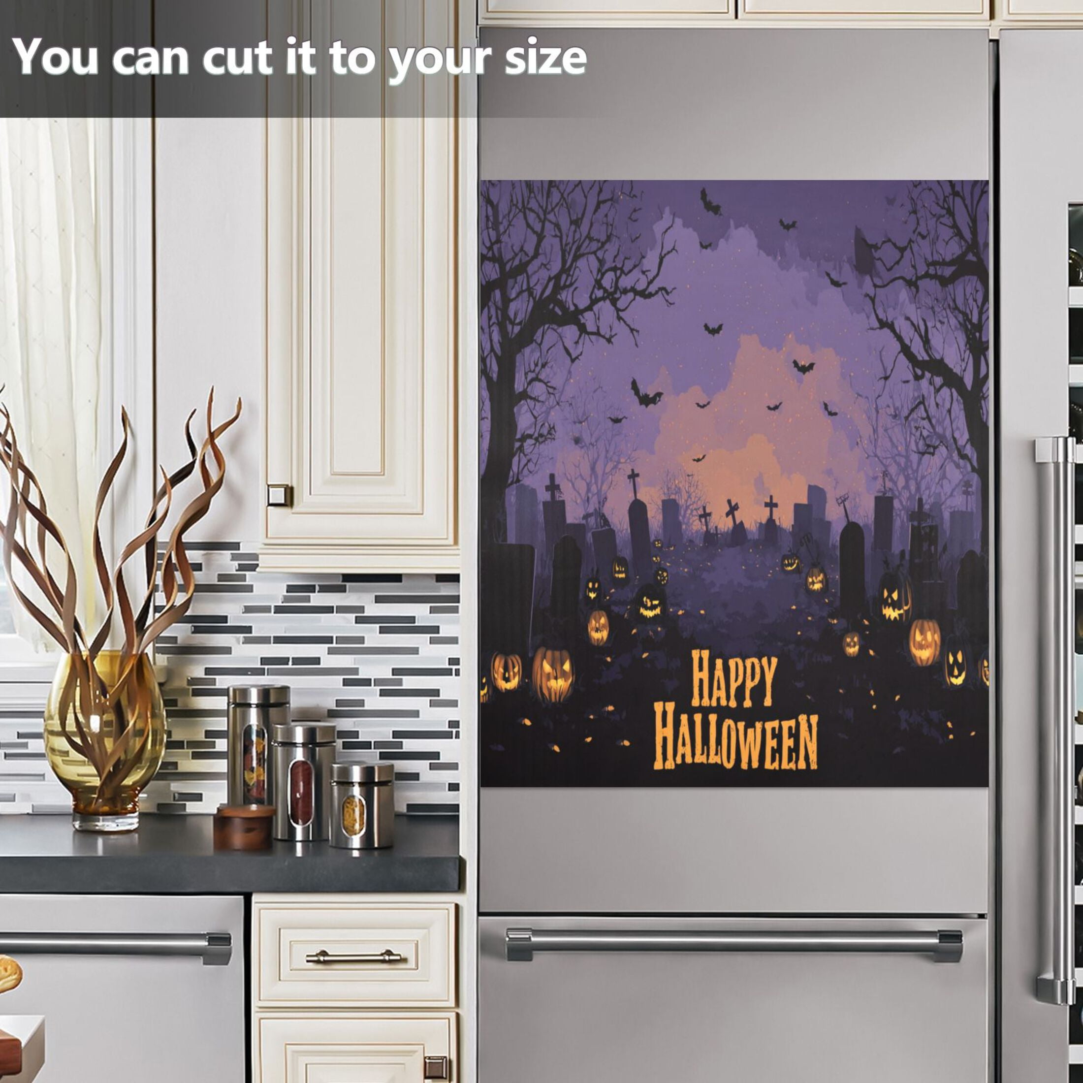 Dishwasher Magnetic Sticker 23x26 Inch Refrigerator Magnetic Sticker Washing Machine Magnetic Sticker Kitchen Panel Magnetic Sticker Home Decor Halloween Pattern