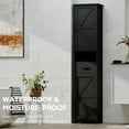 thumbnail image 4 of Ktaxon 69" H Narrow Bathroom Cabinet with 2 Barn Doors 1 Drawer, Adjustable Shelves for Bathroom Entryway Kitchen, Retro Black, 4 of 7