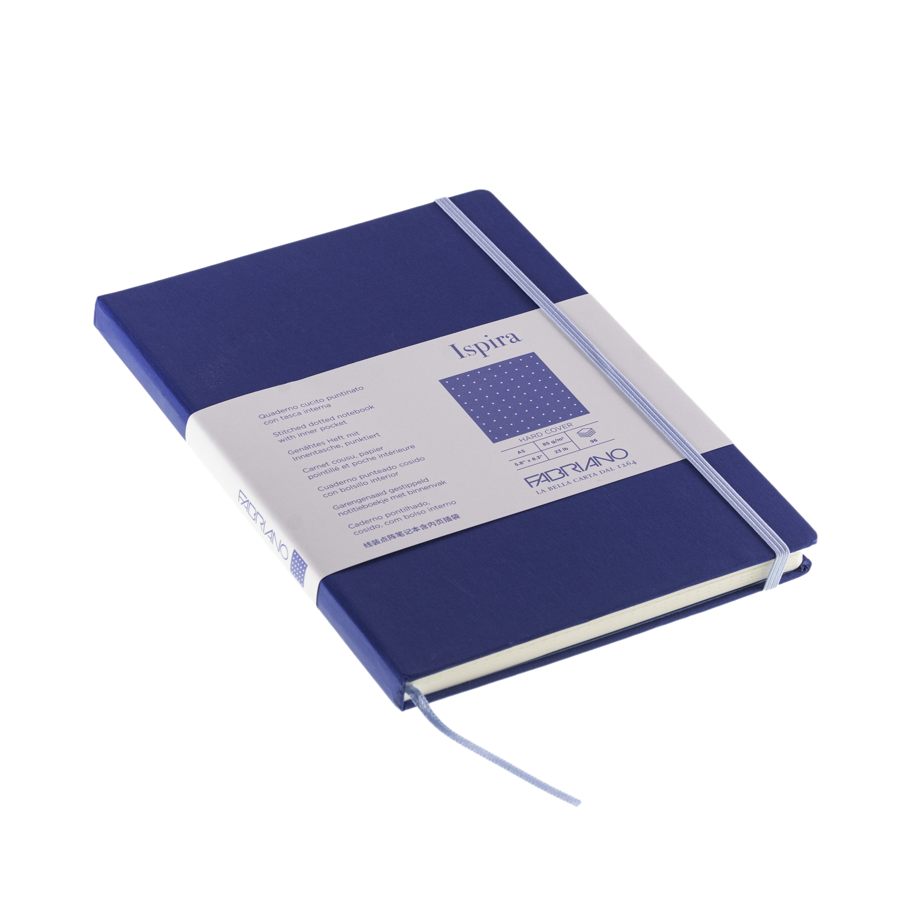 Fabriano Ispira Hard-Cover Notebook, 5.8" x 8.3", A5, Dotted, Blue